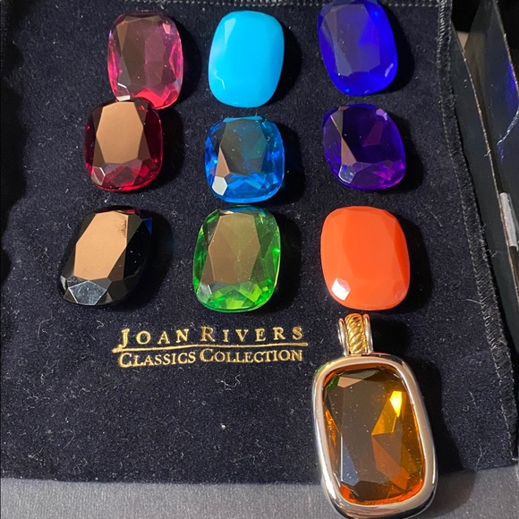 Joan Rivers 2” Pendant with 10 Colorful Interchangeable Stones in 2-Tone Mount - Picture 6 of 11